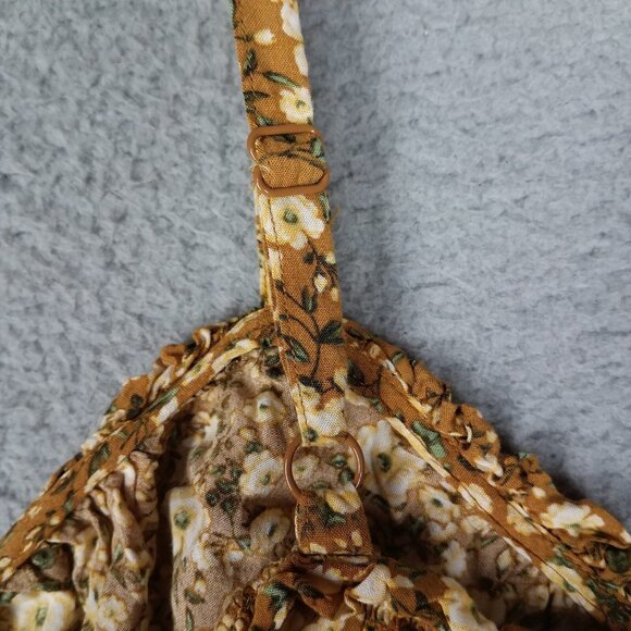 Old Navy Tank Top Women's 2X Floral Cottagecore Crop Brown Cream Summer Feminine - Picture 11 of 12